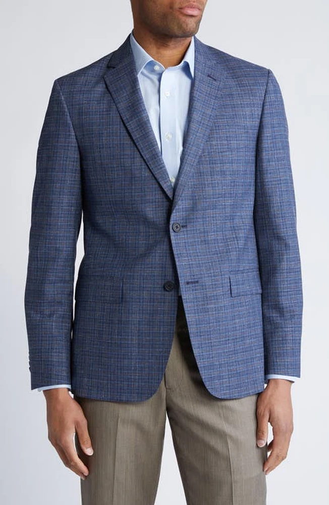 JB Britches Plaid Wool & Silk Blend Sport Coat Blue at Nordstrom,