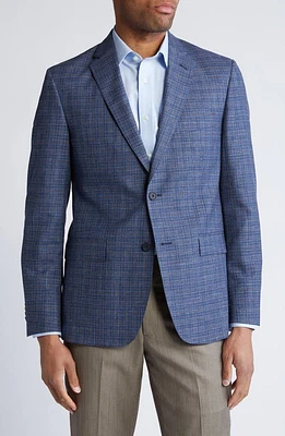 JB Britches Plaid Wool & Silk Blend Sport Coat Blue at Nordstrom,