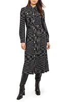 Misook Long Sleeve Belted Tweed Knit Shirtdress at Nordstrom,