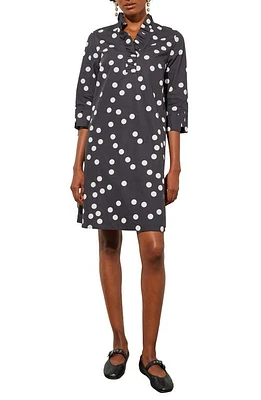 Ming Wang Polka Dot Ruffle Shift Dress Black/White at Nordstrom,