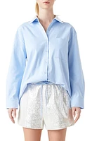 Grey Lab Oversize Oxford Button-Up Shirt Blue Multi at Nordstrom,