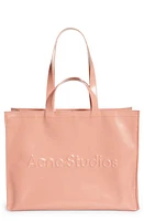 Acne Studios Logo Embossed Faux Leather East/West Tote in Salmon Pink at Nordstrom