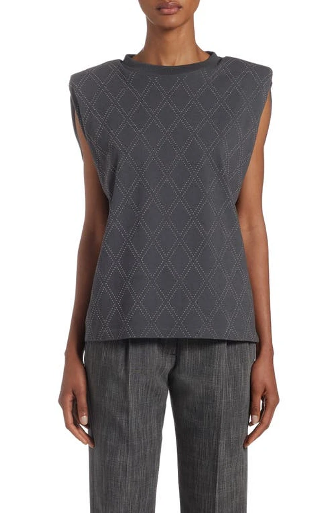 Golden Goose Studded Cotton Shoulder Pad Tank Anthracite at Nordstrom,