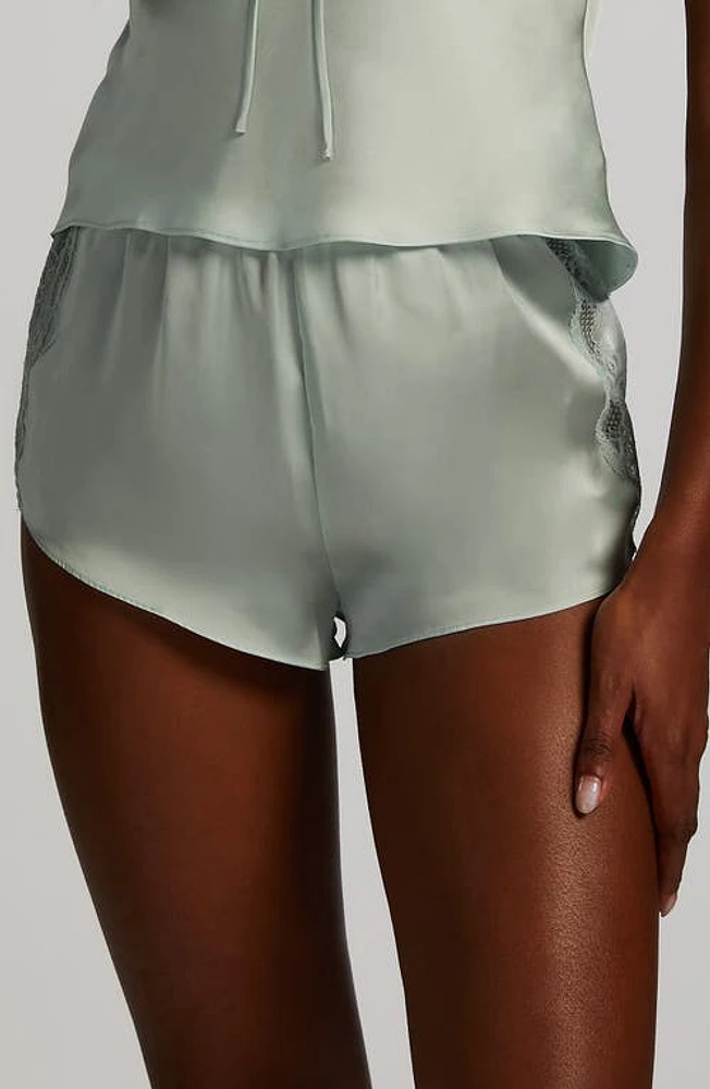 Hunkemöller Marcela Lace Trim Satin Pajama Shorts Surf Spray at Nordstrom,