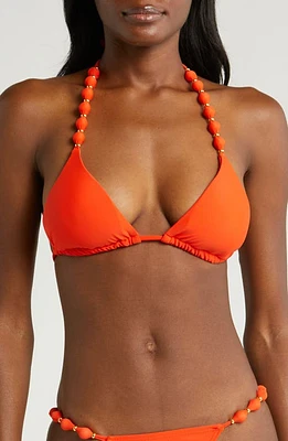 Villa Fresca Sole Beaded Triangle Bikini Top Spritz at Nordstrom,