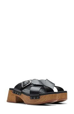 Clarks(r) Sivanne Walk Platform Sandal Black Leather at Nordstrom,