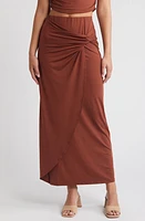 SOMETHING NEW Mila Side Twist Maxi Skirt Cherry Mahogany at Nordstrom,