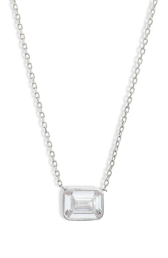 SHYMI Mini Bezel Pendant Necklace in Silver/White/emerald Cut at Nordstrom, Size 16