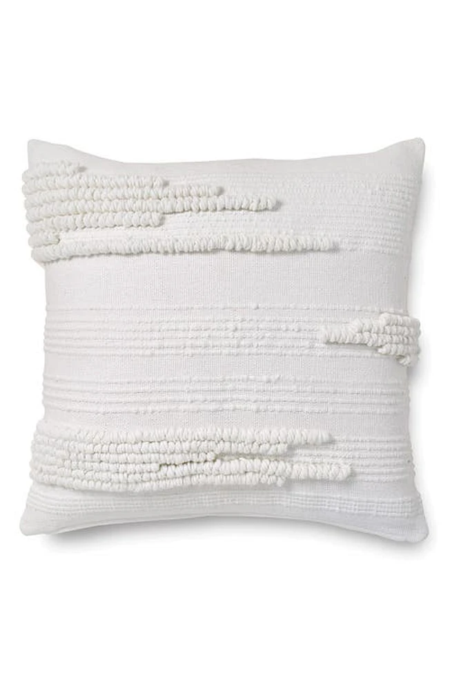 DKNY Textured Stripe Cotton Accent Pillow in White at Nordstrom, Size 20X20