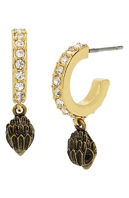 Kurt Geiger London Micro Eagle Head Huggie Drop Earrings in Crystal/Yellow Gold at Nordstrom