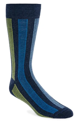 Nordstrom Vertical Stripe Dress Socks in Navy at Nordstrom, Size Regular