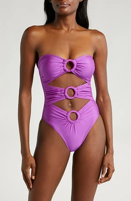 Villa Fresca Bliss Ring Cutout One-Piece Swimsuit Shinny Berry at Nordstrom,