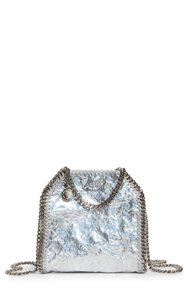 Stella McCartney Tiny Falabella Crackle Faux Leather Tote in 8101 Silver at Nordstrom