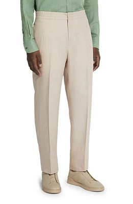 ZEGNA Oasi Linen Drawstring Trousers Iuta Beige at Nordstrom, Us