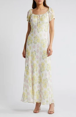 LoveShackFancy Kelila Floral Print Maxi Dress in Sherbert Sunrise at Nordstrom, Size Xx-Small