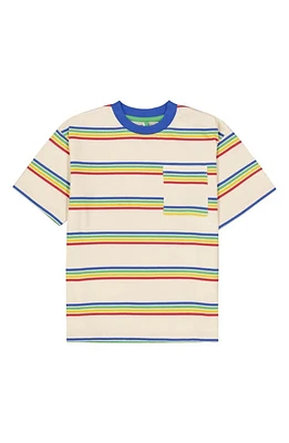 THE NEW Kids' Jamal Stripe Organic Cotton T-Shirt White Swan at Nordstrom,