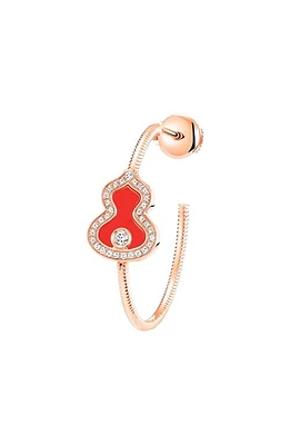 Qeelin Wulu Red Agate & Diamond Hoop Earrings in Rose Gold at Nordstrom