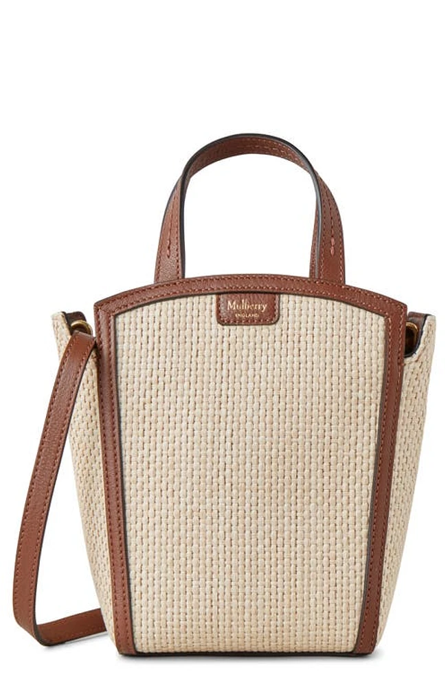 Mulberry Mini Clovelly Raffia Tote in Ecru-Bright Oak at Nordstrom