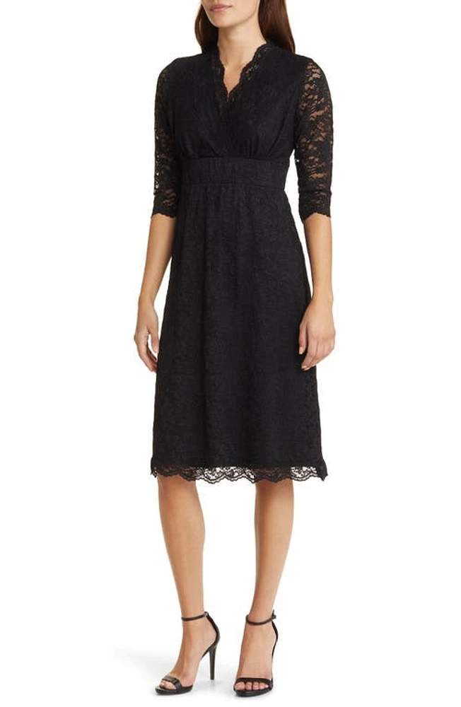 Kiyonna Scalloped Boudoir Lace A-Line Dress Onyx at Nordstrom,