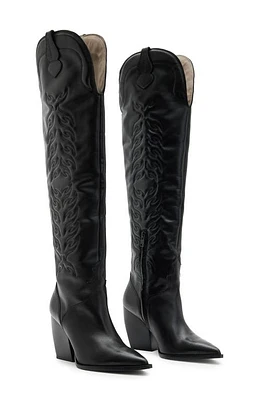 AllSaints Roxanne Over the Knee Western Boot in Black at Nordstrom, Size 7Us