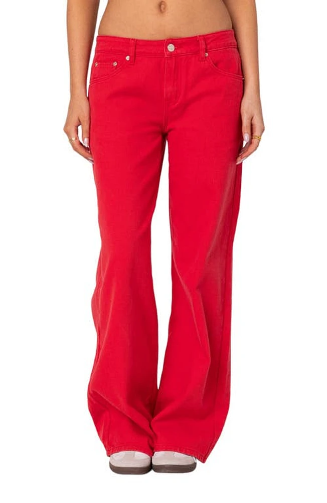 EDIKTED Roman Flare Jeans Red at Nordstrom,