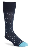 EDWARD ARMAH Polka Dot Pima Cotton Blend Dress Socks in Navy at Nordstrom