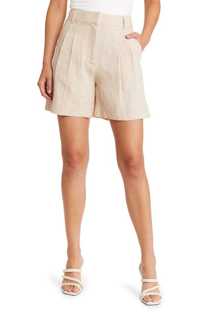 Sophie Rue Tashi Pleated Linen Shorts Taupe at Nordstrom,