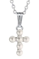 Mignonette Cultured Pearl Cross Pendant Necklace in Silver at Nordstrom