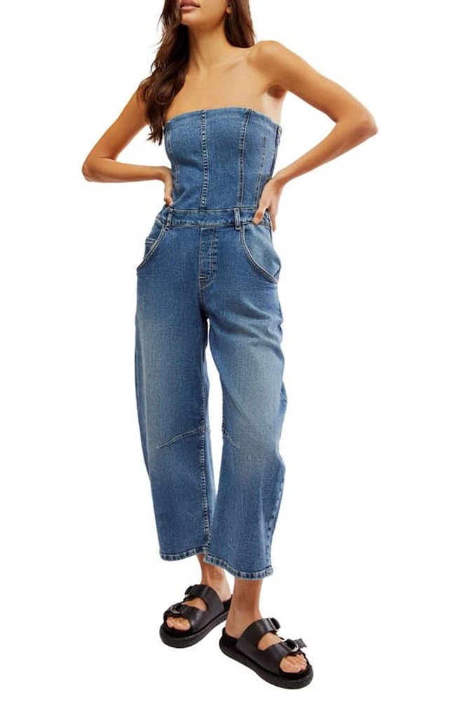 Free People Je Suis Pret Barrel Leg Jumpsuit Petit Blue at Nordstrom,