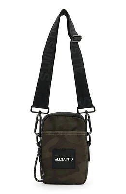 AllSaints Zumo Recycled Polyester Phone Crossbody Bag in Dark Camo Green at Nordstrom