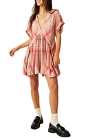 Free People Agnes Plaid Asymmetric Hem Minidress in Ballet Combo at Nordstrom, Size Medium