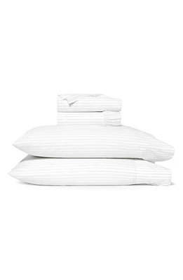 Boll & Branch Simple Stripe Organic Cotton Percale Sheet Set in Pewter Simple Stripe at Nordstrom