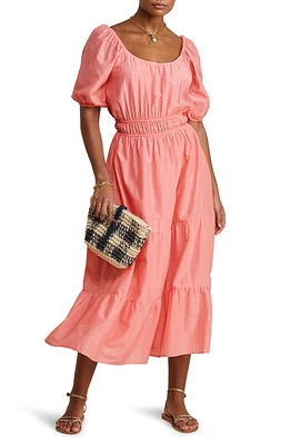 vineyard vines Puff Sleeve Tiered Cotton & Silk Maxi Dress Cayman at Nordstrom,