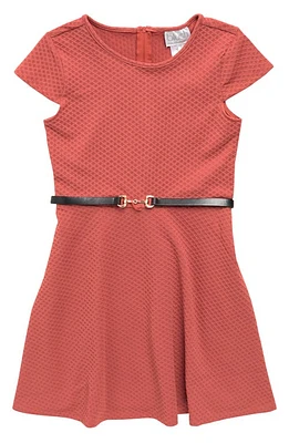 Us Angels Kids' Cap Sleeve Belted Dress Rust at Nordstrom,