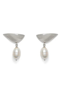 Lady Grey Freshwater Pearl Lobe Earrings in Silver/White Pearl at Nordstrom