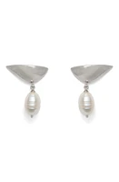 Lady Grey Freshwater Pearl Lobe Earrings in Silver/White Pearl at Nordstrom