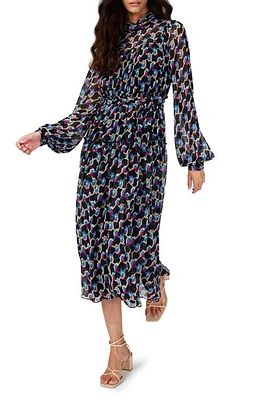 DVF Kent Geometric Print Long Sleeve Midi Dress Geo Illusion Med at Nordstrom,