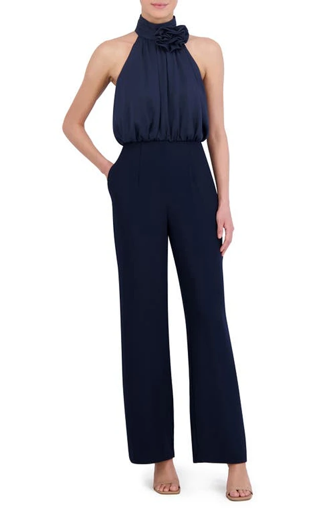 Eliza J Rosette Detail Sleeveless Jumpsuit at Nordstrom,