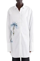 Givenchy Oversize Iris Print Cotton Button-Up Shirt White at Nordstrom, Us