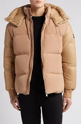 BOSS Dybes Hooded Puffer Jacket Medium Beige at Nordstrom,