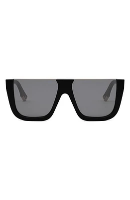 'Fendi Way Flat Top Sunglasses in Shiny Black /Smoke at Nordstrom