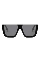 'Fendi Way Flat Top Sunglasses in Shiny Black /Smoke at Nordstrom