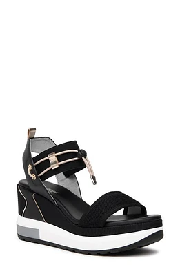 NeroGiardini Bungee Platform Wedge Sandal Black at Nordstrom,