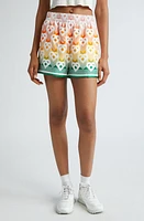 Casablanca Gradient Heart Monogram Silk Twill Shorts in Heart Monogram - Gradient at Nordstrom, Size 6 Us