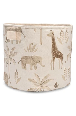 CRANE BABY Kendi Safari Print Round Nursery Storage Bin in Beige at Nordstrom