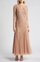 Pisarro Nights Beaded Gown with Long Sleeve Jacket Dusty Rose at Nordstrom,