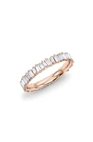 HauteCarat Lab Created Baguette Diamond Tennis Bangle in 18K Rose Gold at Nordstrom