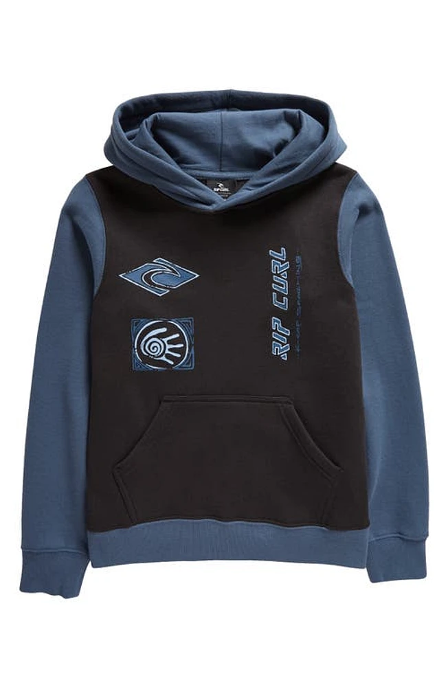 Rip Curl Kids' Colorblock Pure Surf Graphic Hoodie Vintage Navy at Nordstrom,