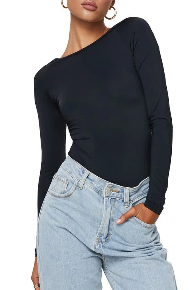 Princess Polly Gatewood Back Cutout Long Sleeve Bodysuit Black at Nordstrom,