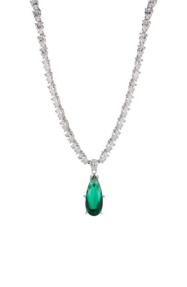 Nadri Shine On Cubic Zirconia Tennis Necklace in Green at Nordstrom